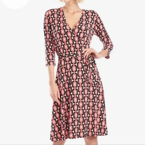 Leota Geometric Tie Waist Dress Multicolor Size‎ Small